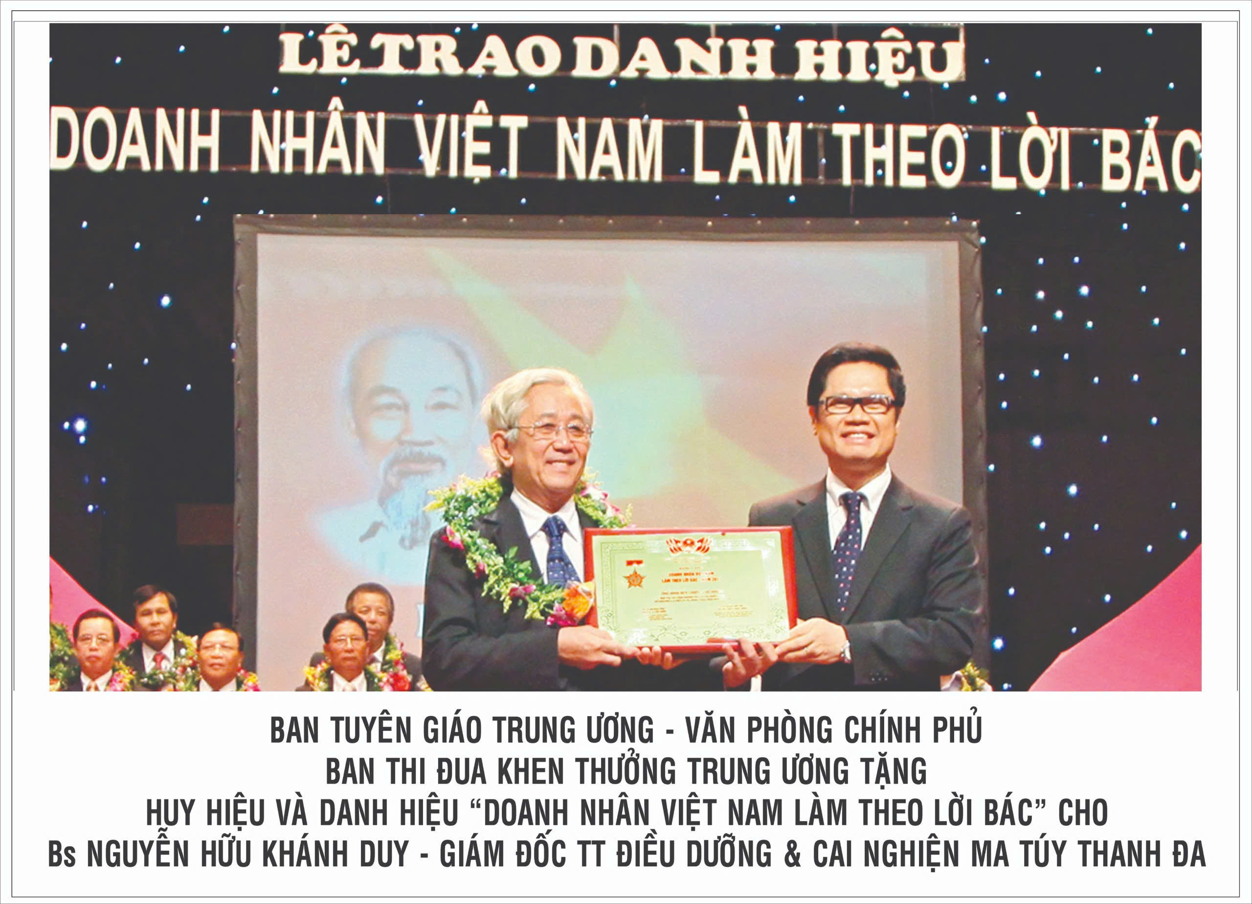 Bác sĩ Nguyễn Hữu Khánh Duy nhận danh hiệu Doanh nhân làm theo lời Bác